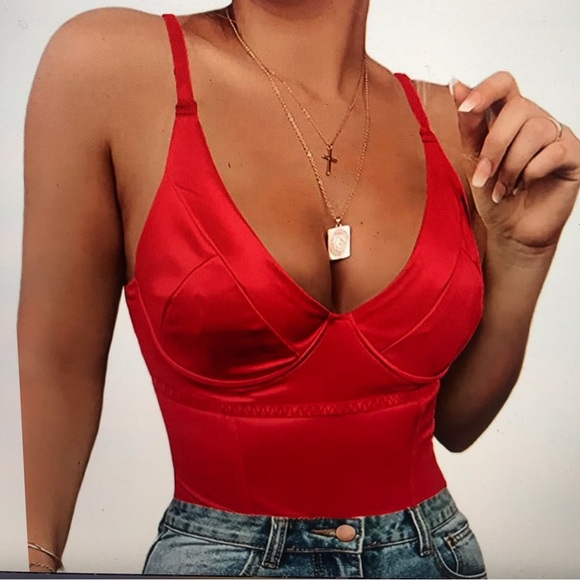 Women’s Sexy Red Corset Red Bodysuit, NWOT - Picture 9 of 9